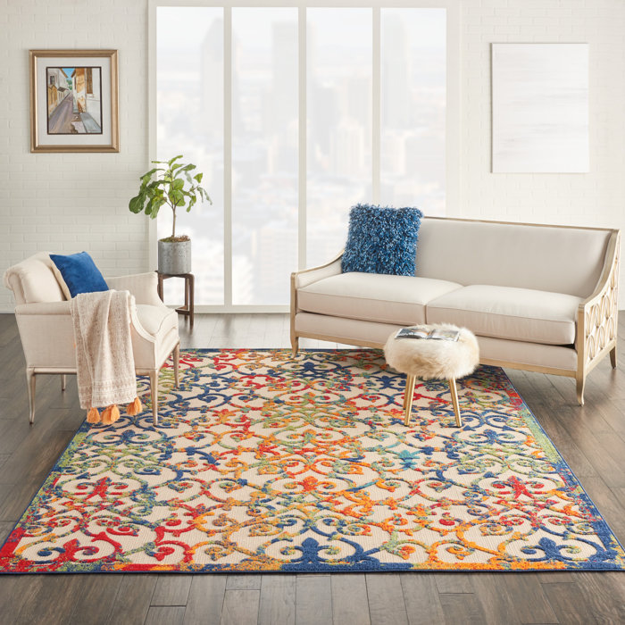 Latitude Vive Mariners Ivory/Blue/Orange Outdoor Rug & Reviews